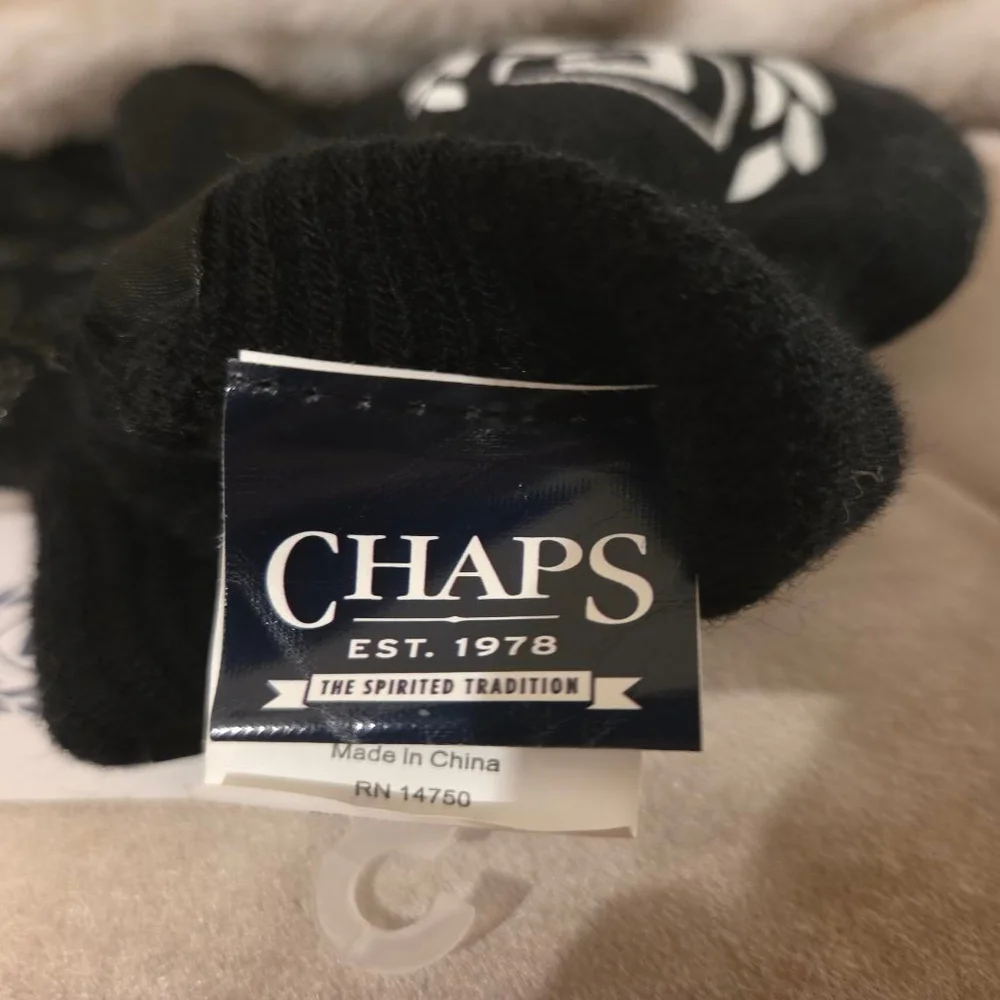 Women's Chaps Black & White Logo Knit Gloves with grip One Size